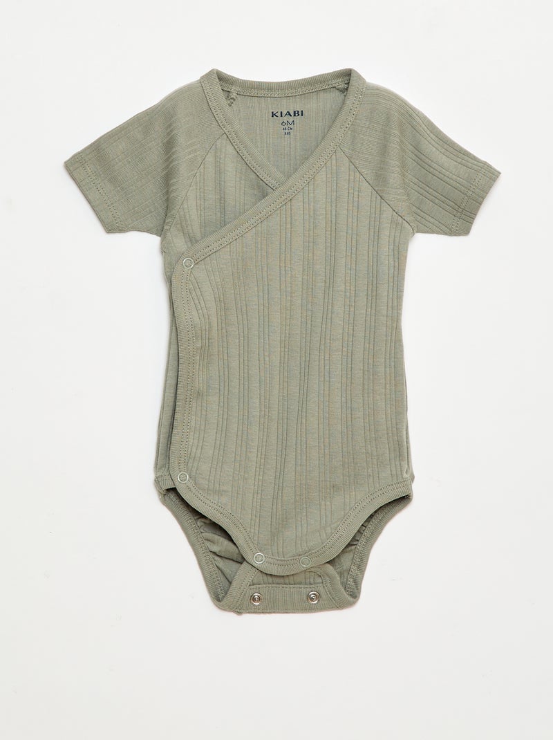 Lot de 3 bodies côtelés Vert - Kiabi