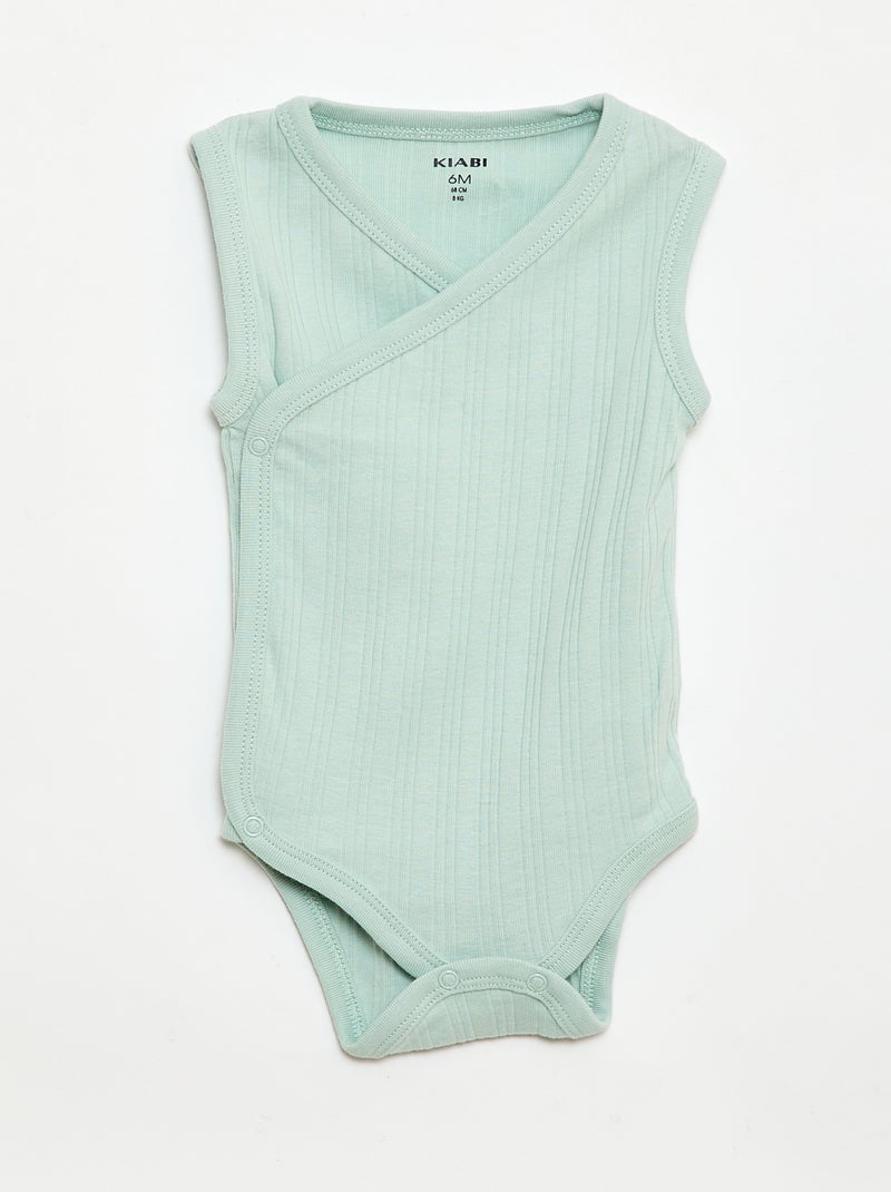 Lot de 3 bodies côtelés Vert - Kiabi