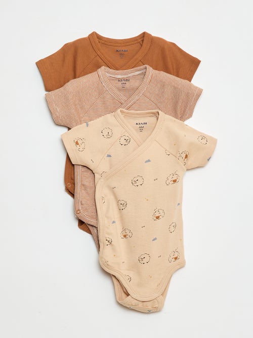 Lot de 3 bodies croisés évolutifs à manches courtes - Kiabi