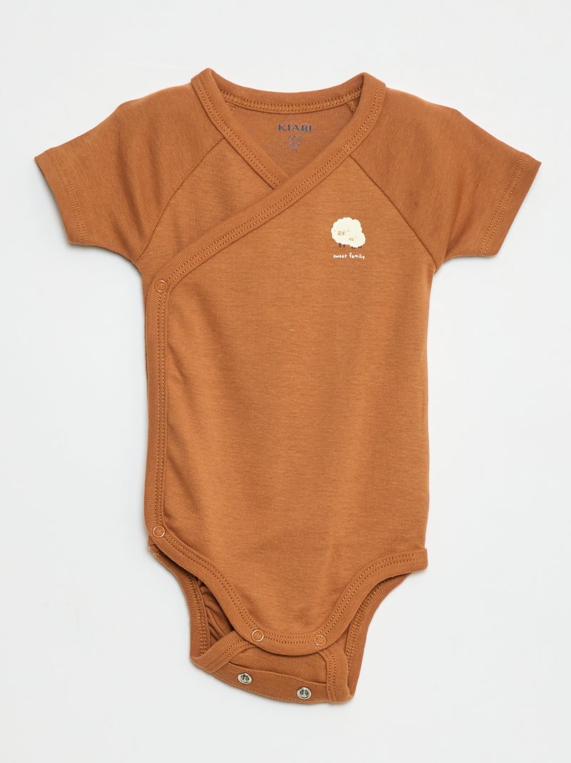 Lot de 3 bodies croisés évolutifs à manches courtes Beige - Kiabi