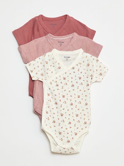 Lot de 3 bodies croisés évolutifs à manches courtes - Kiabi