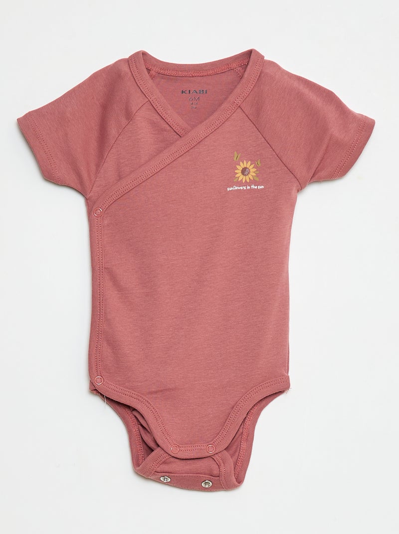 Lot de 3 bodies croisés évolutifs à manches courtes Rose - Kiabi