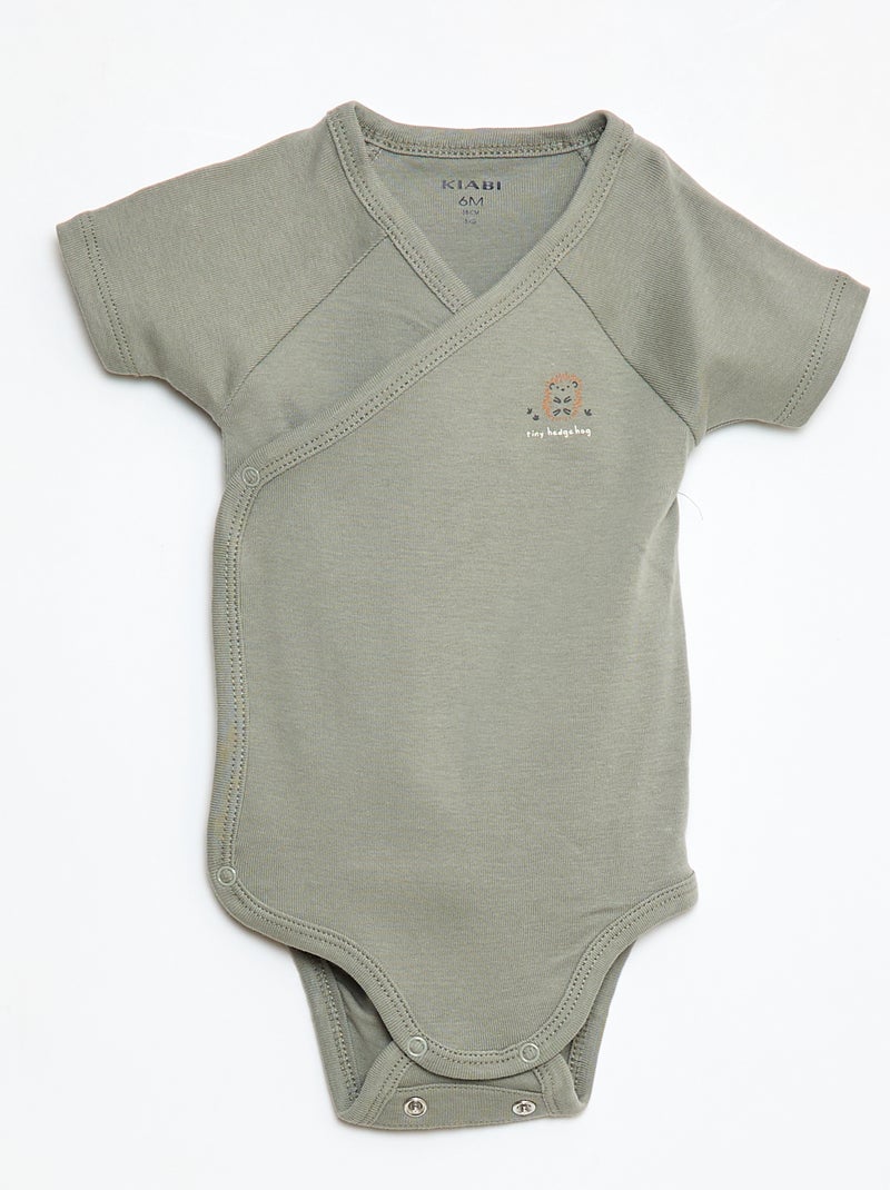 Lot de 3 bodies croisés évolutifs à manches courtes Vert - Kiabi