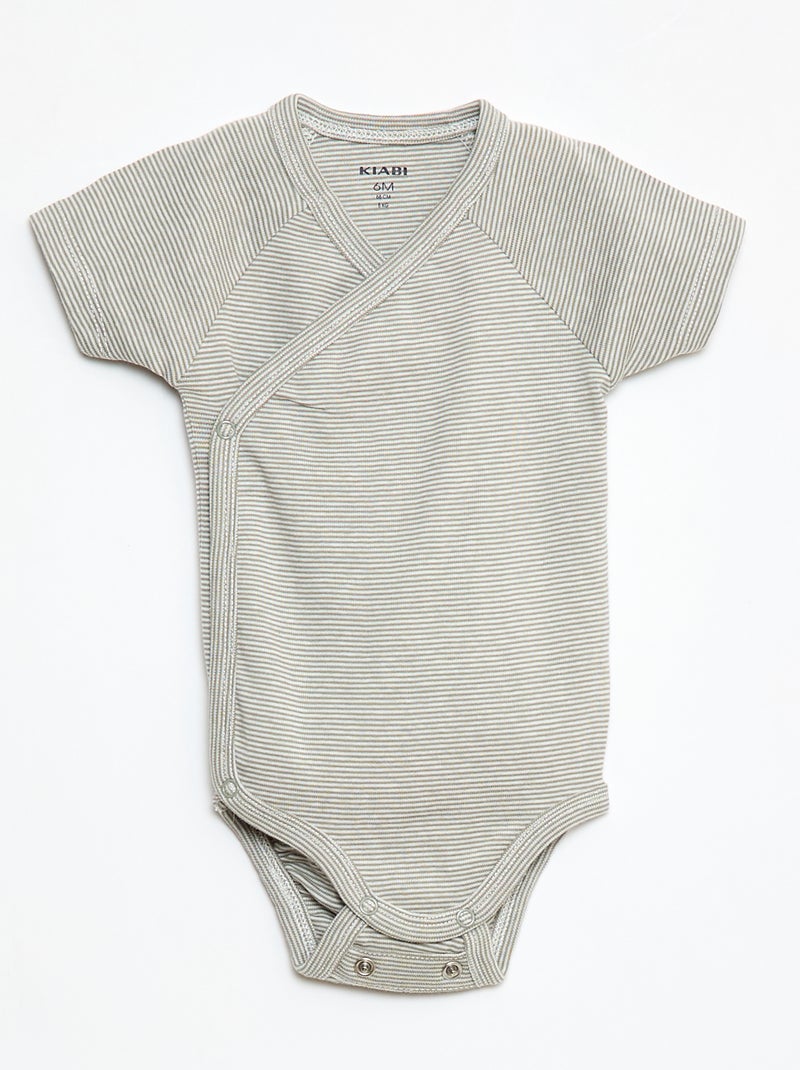 Lot de 3 bodies croisés évolutifs à manches courtes Vert - Kiabi