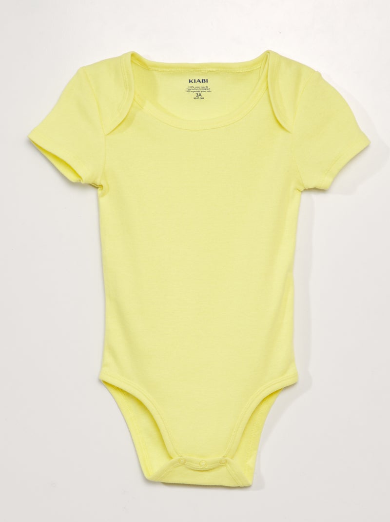 Lot de 3 bodies en coton - collection facile à enfiler Jaune - Kiabi