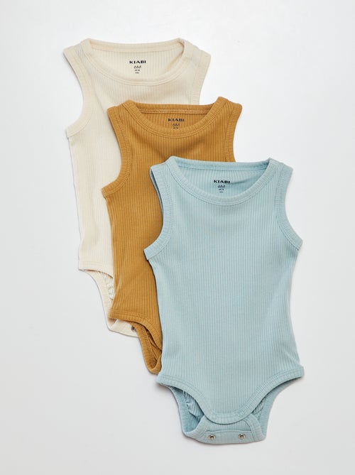 Lot de 3 bodies évolutifs à bretelles unis - Kiabi
