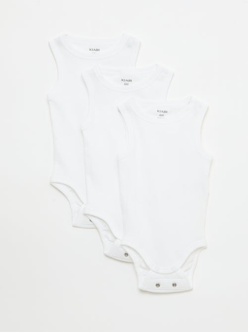 Lot de 3 bodies évolutifs à bretelles unis - Kiabi