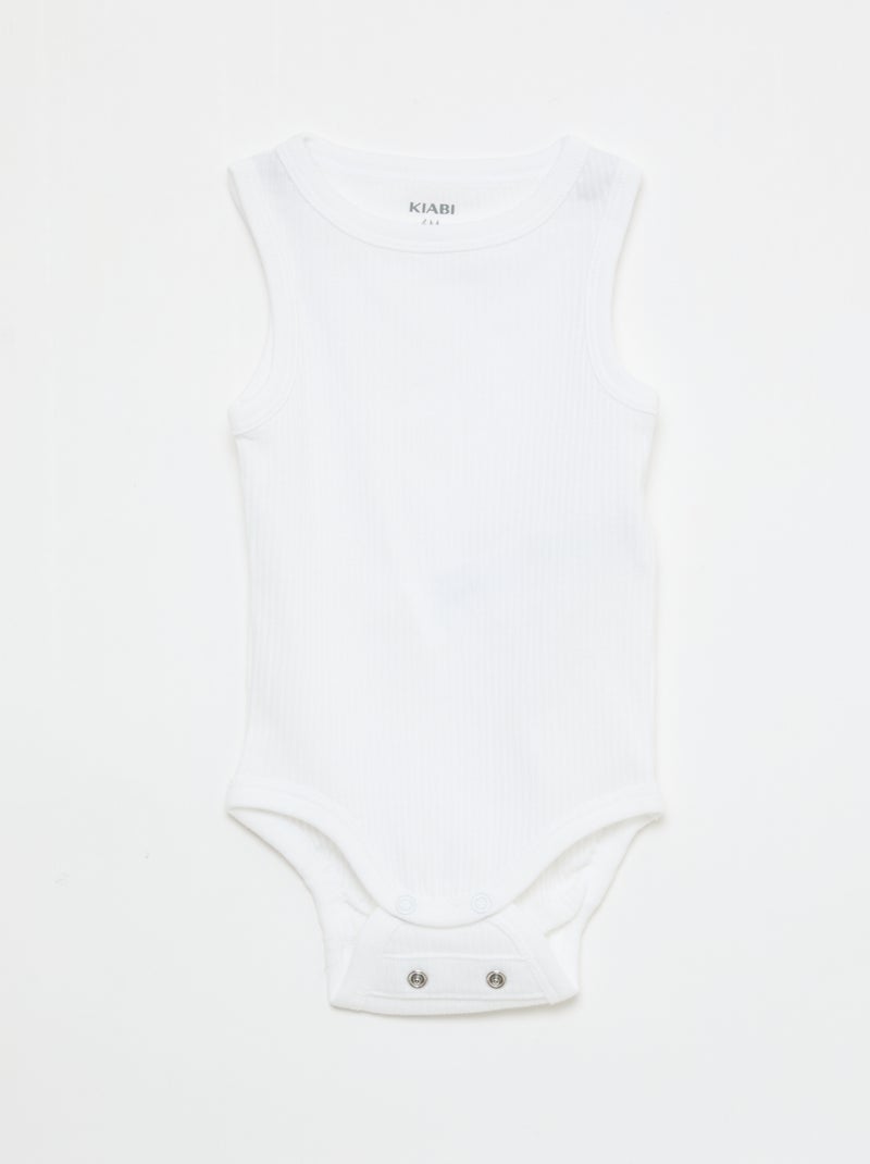 Lot de 3 bodies évolutifs à bretelles unis Blanc - Kiabi