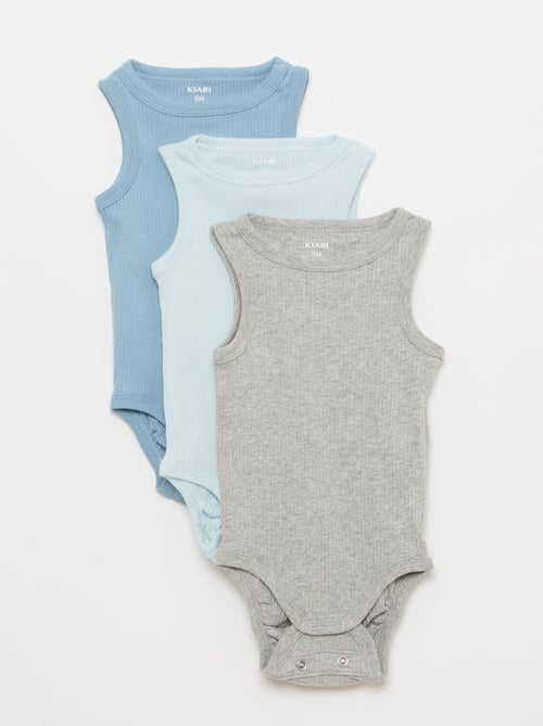 Lot de 3 bodies évolutifs à bretelles unis - Kiabi