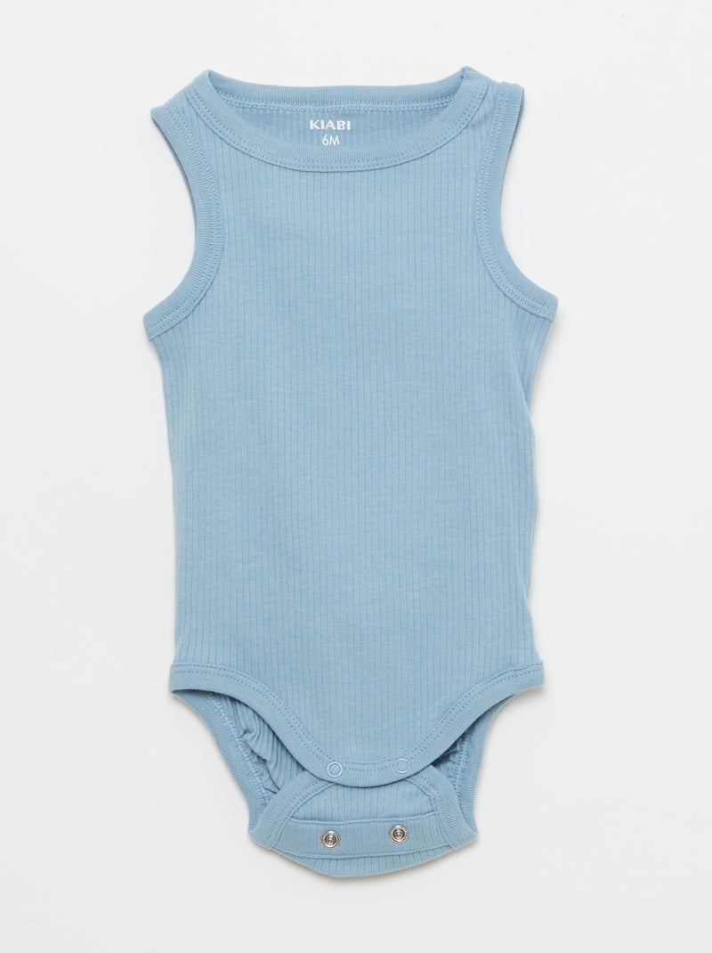 Lot de 3 bodies évolutifs à bretelles unis Bleu - Kiabi