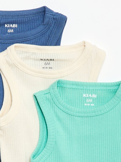 Lot de 3 bodies évolutifs à bretelles unis - Kiabi