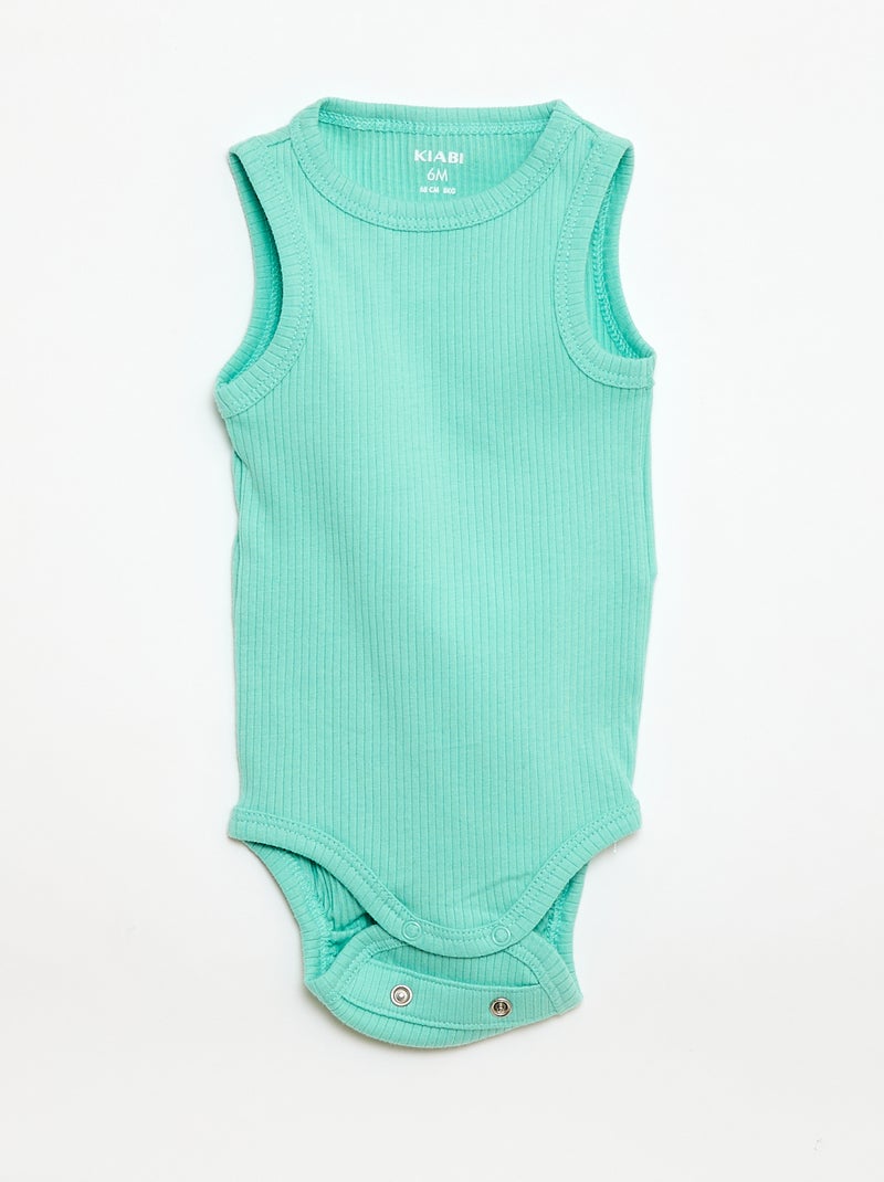 Lot de 3 bodies évolutifs à bretelles unis Vert - Kiabi