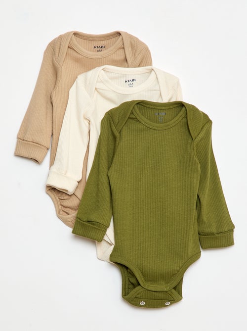 Lot de 3 bodies évolutifs col US et manches longues - Kiabi