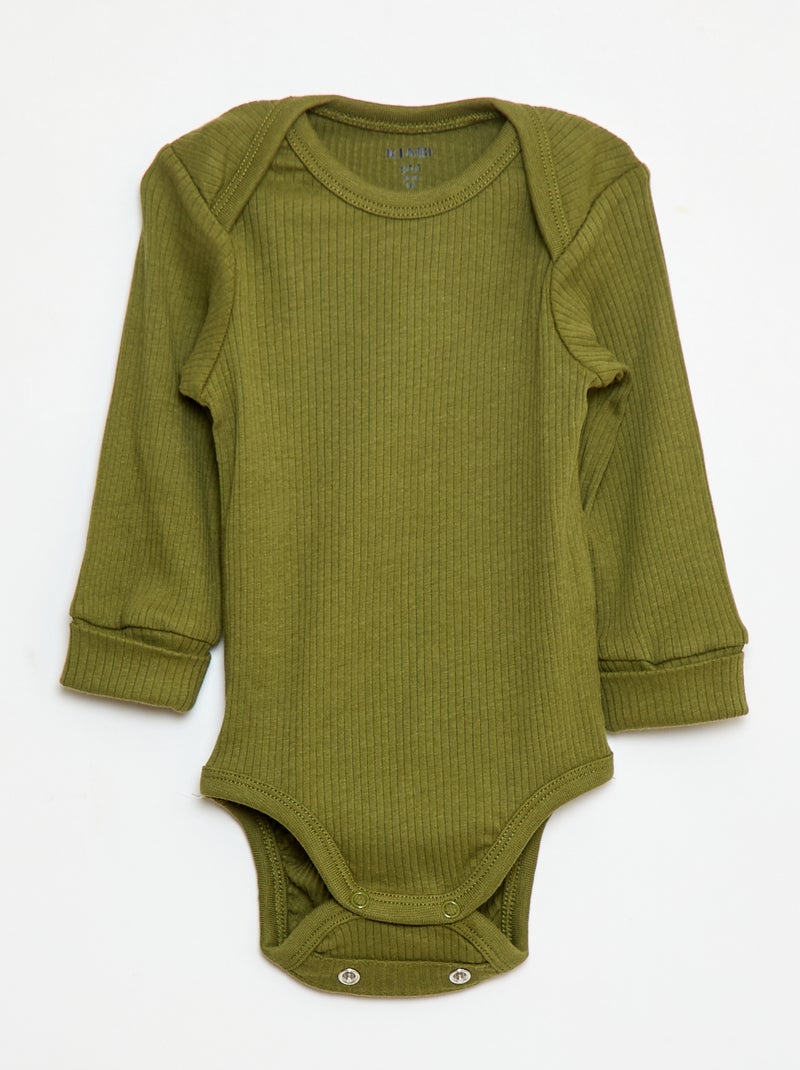 Lot de 3 bodies évolutifs col US et manches longues Beige - Kiabi