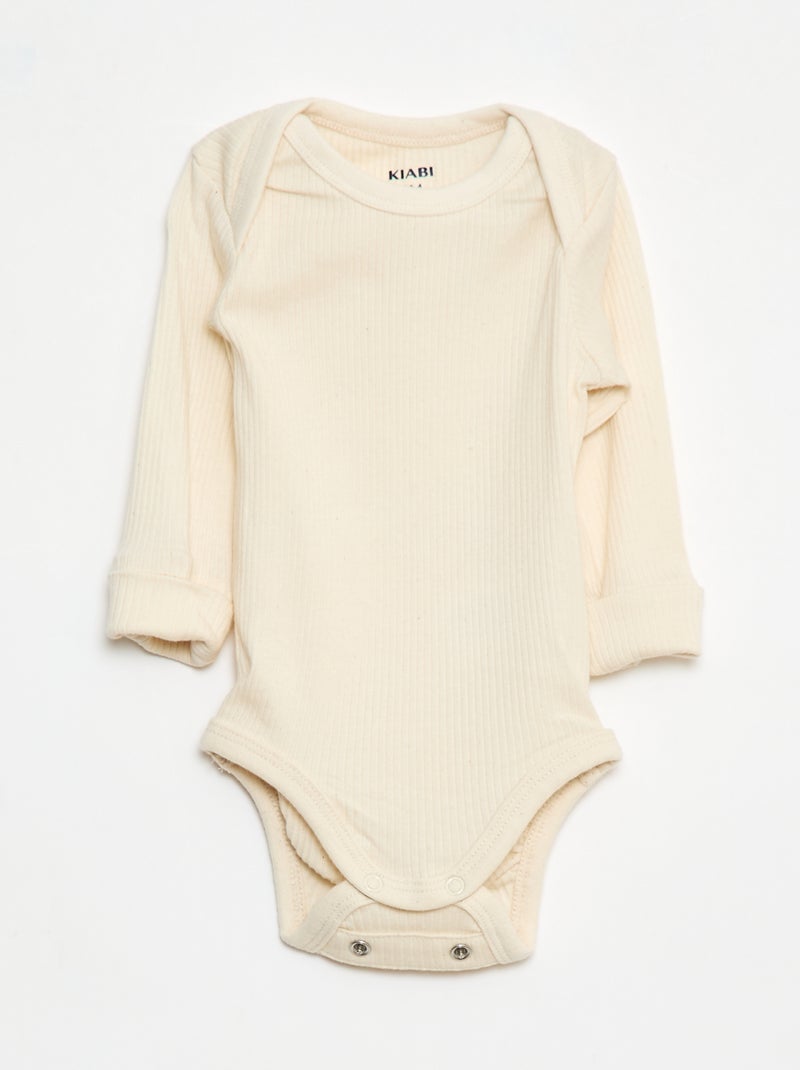 Lot de 3 bodies évolutifs col US et manches longues Beige - Kiabi