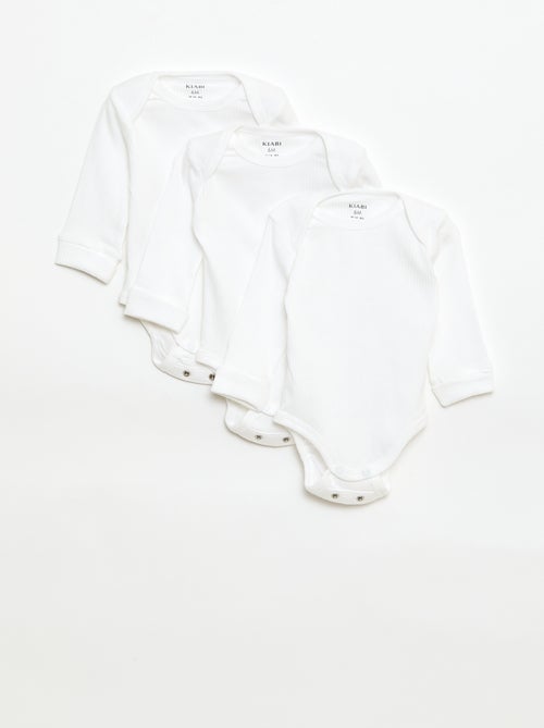 Lot de 3 bodies évolutifs col US et manches longues - Kiabi