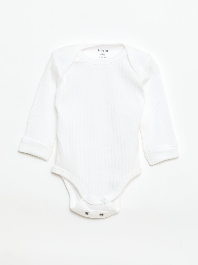 Lot de 3 bodies évolutifs col US et manches longues Blanc - Kiabi