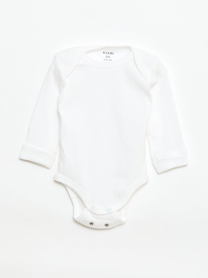 Lot de 3 bodies évolutifs col US et manches longues Blanc - Kiabi