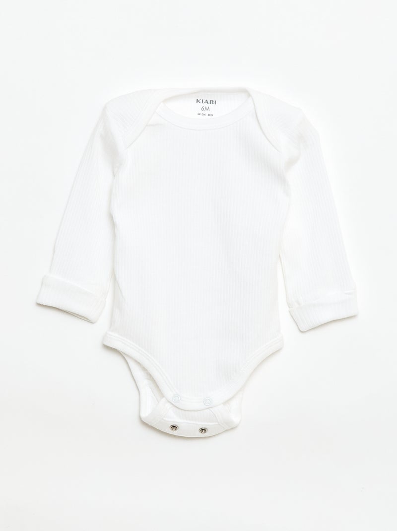 Lot de 3 bodies évolutifs col US et manches longues Blanc - Kiabi