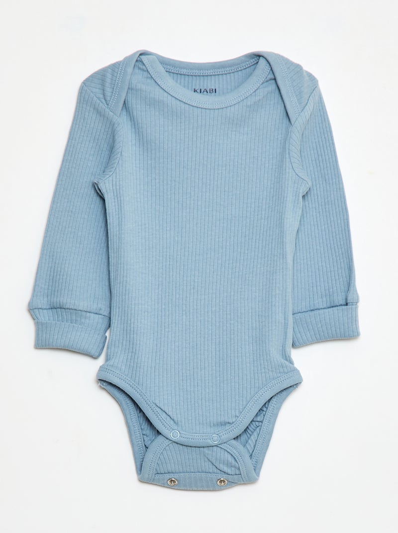 Lot de 3 bodies évolutifs col US et manches longues Bleu - Kiabi