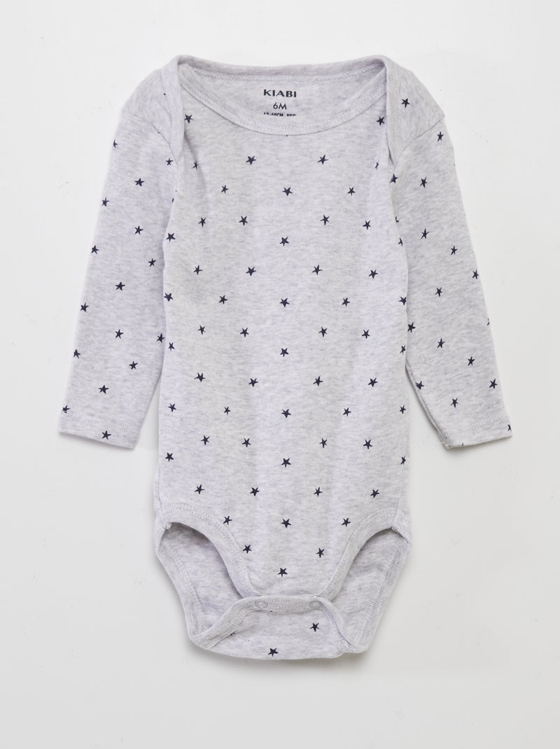 Lot de 3 bodies manches longues Gris/blanc/bleu marine - Kiabi