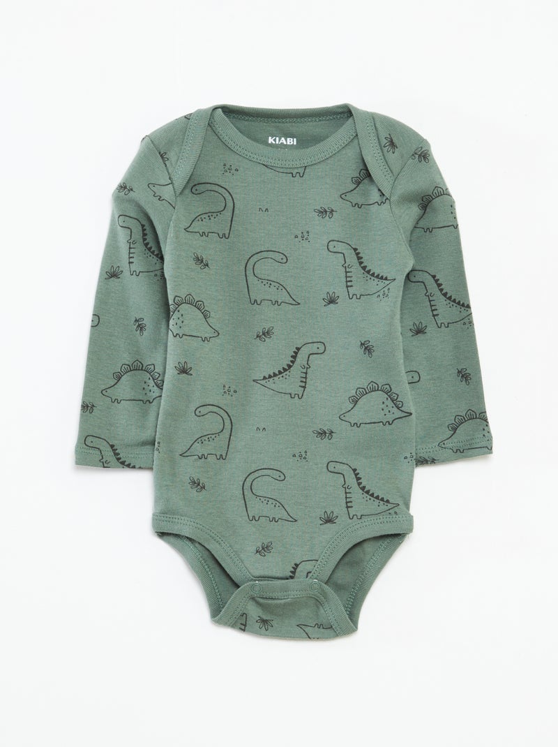 Lot de 3 bodies manches longues Vert - Kiabi