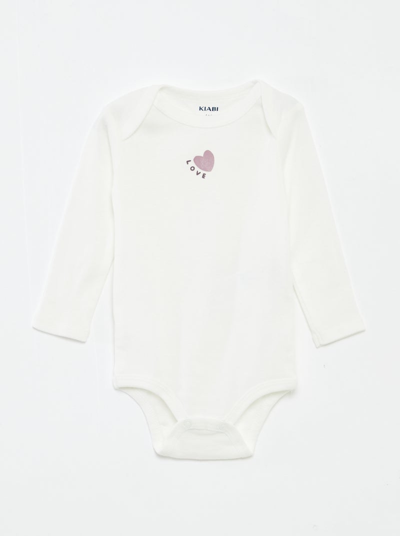 Lot de 3 bodies manches longues Violet - Kiabi