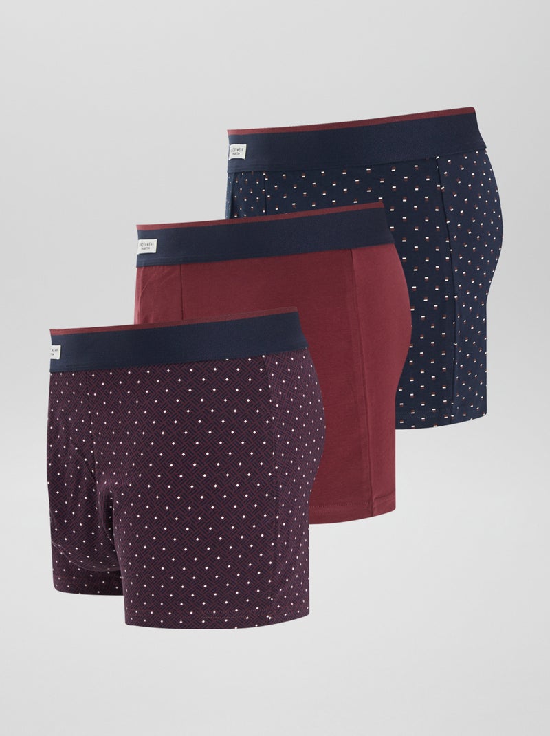Lot de 3 boxers Bordeaux - Kiabi