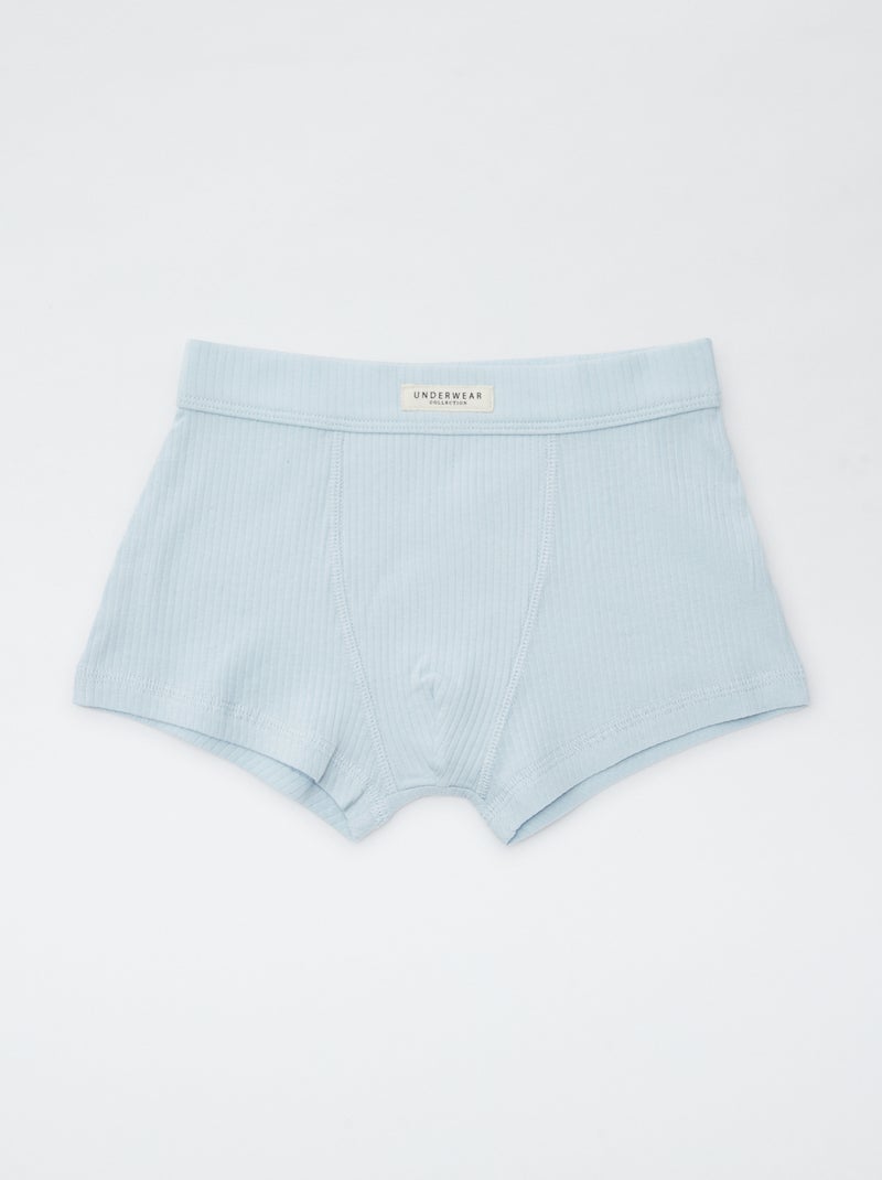 Lot de 3 boxers en maille côtelée Bleu - Kiabi