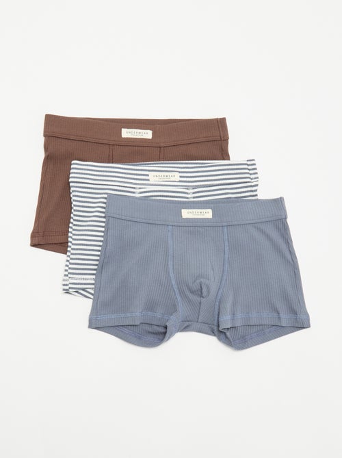 Lot de 3 boxers en maille côtelée - Kiabi