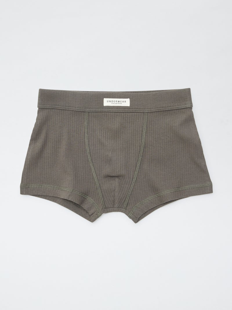 Lot de 3 boxers en maille côtelée Kaki - Kiabi