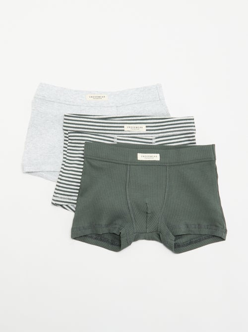 Lot de 3 boxers en maille côtelée - Kiabi