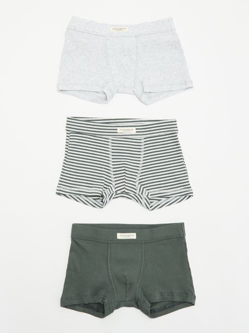 Lot de 3 boxers en maille côtelée - Kiabi