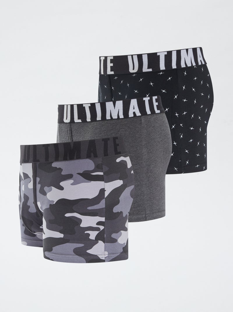 Lot de 3 boxers fantaisie Gris/noir - Kiabi