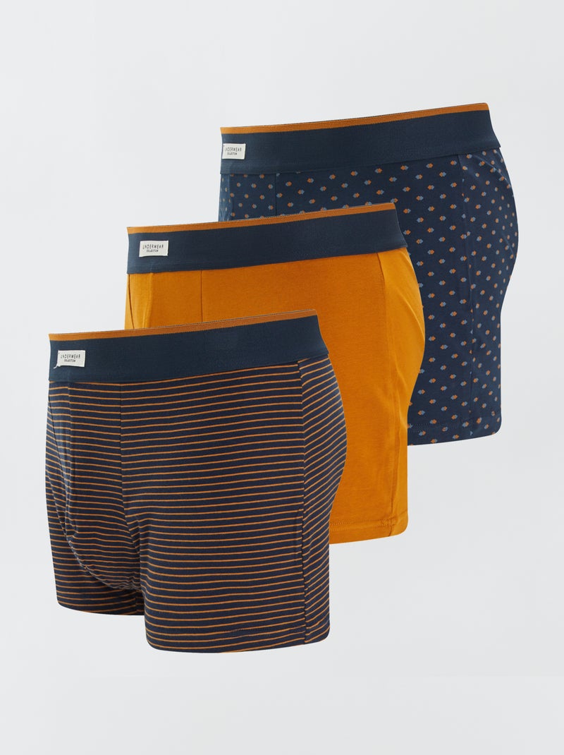 Lot de 3 boxers Moutarde/Marine - Kiabi