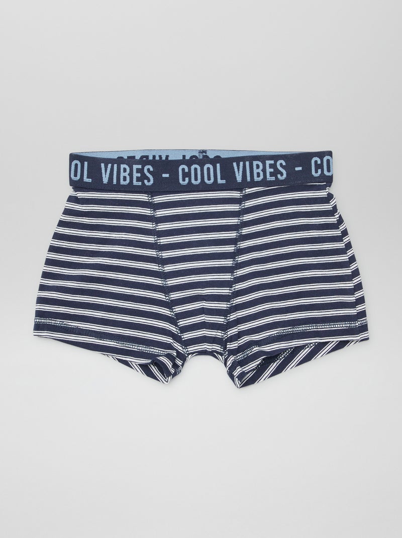 Lot de 3 boxers stretch Blanc/Marine - Kiabi