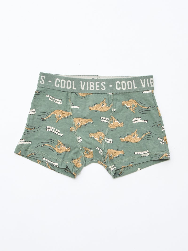 Lot de 3 boxers stretch Gris/vert - Kiabi
