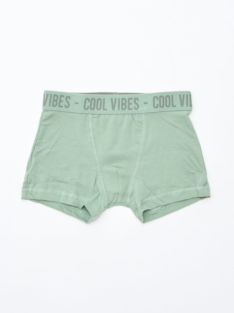 Lot de 3 boxers stretch Gris/vert - Kiabi