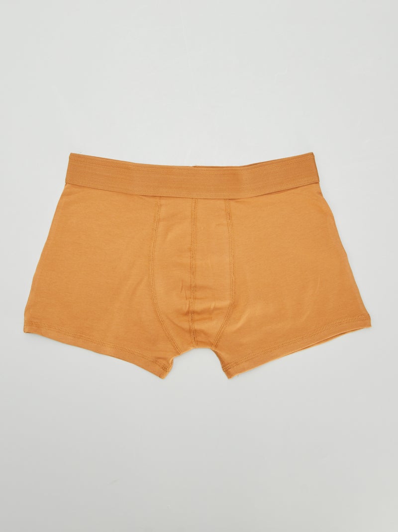 Lot de 3 boxers unis Bleu/Camel - Kiabi