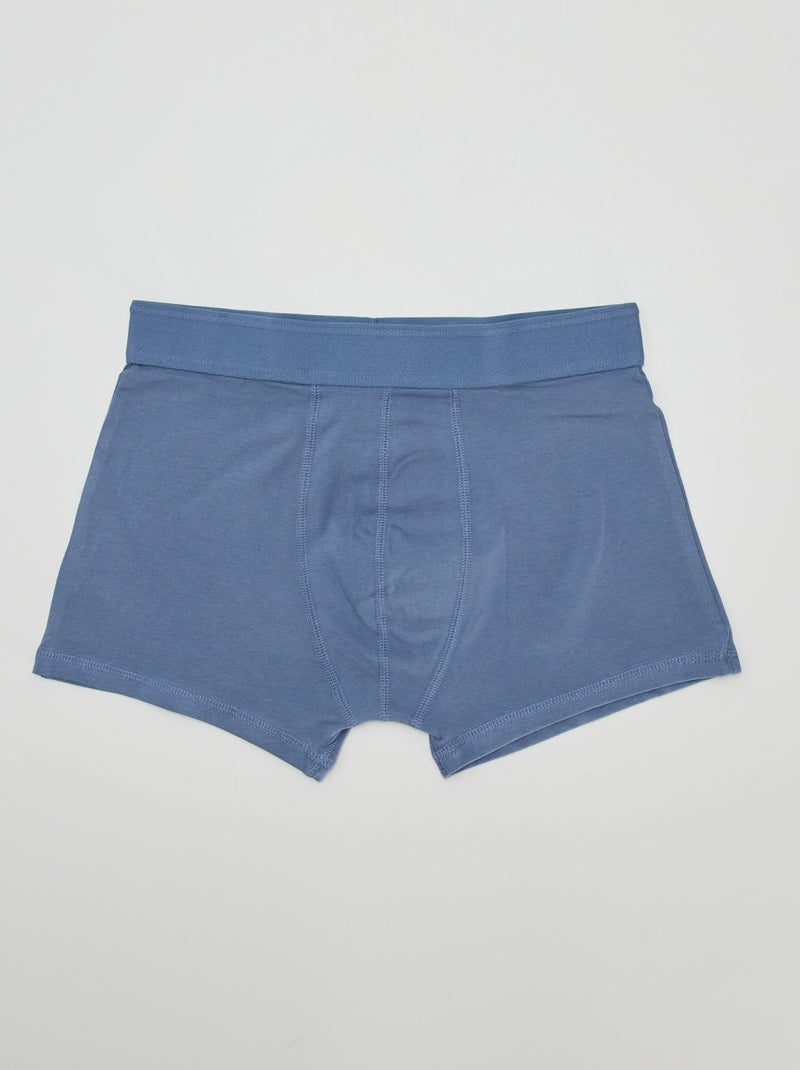 Lot de 3 boxers unis Bleu/Camel - Kiabi