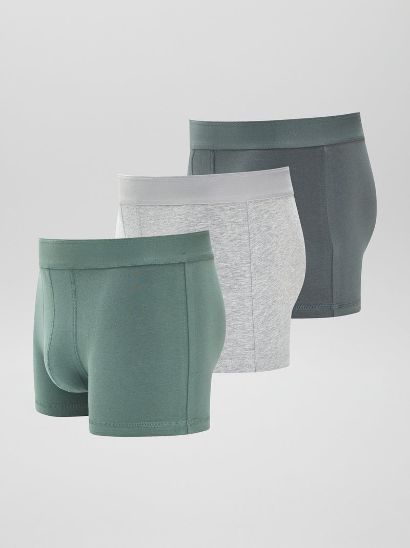Lot de 3 boxers unis Kaki - Kiabi