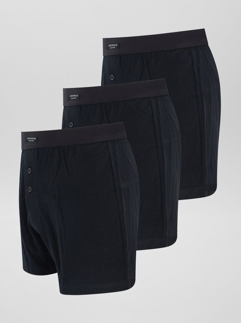 Lot de 3 boxers unis Noir - Kiabi