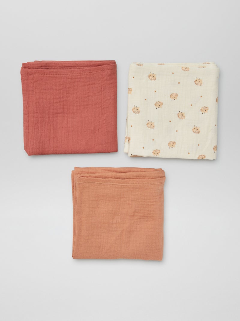 Lot de 3 changes imprimés Bordeaux/beige - Kiabi