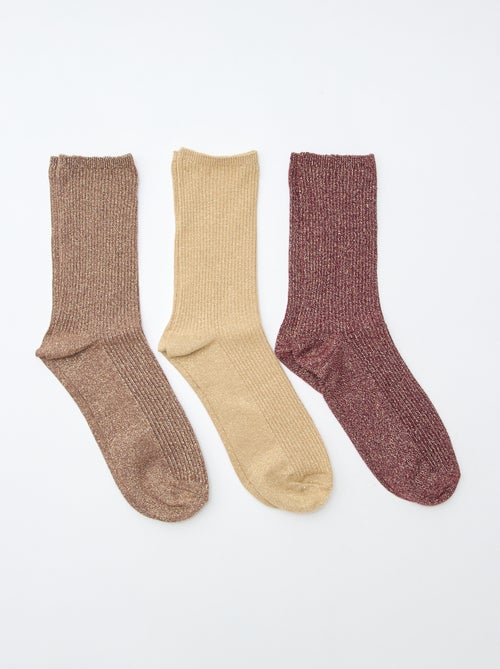 Lot de 3 chaussettes à pailettes en coton - Kiabi