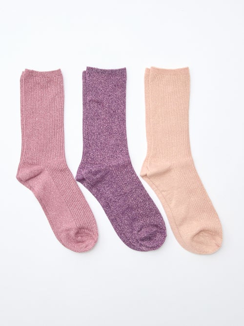 Lot de 3 chaussettes à pailettes en coton - Kiabi