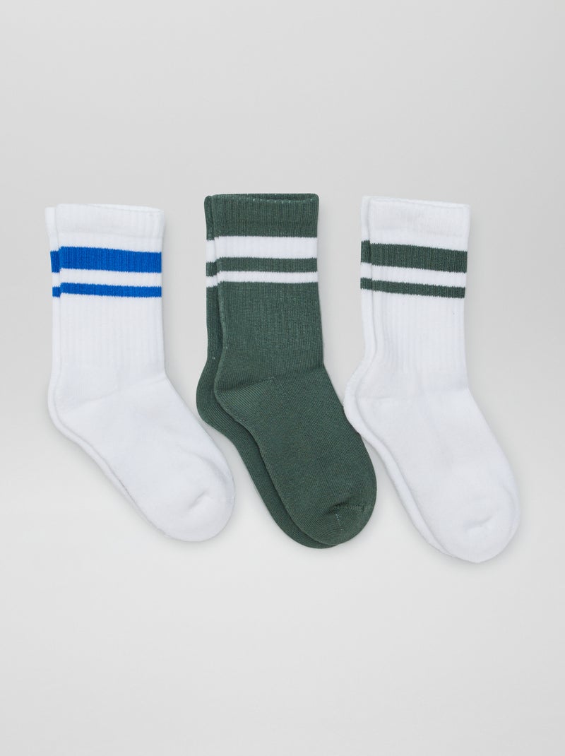 Lot de 3 chaussettes de sport Blanc/bleu/vert - Kiabi