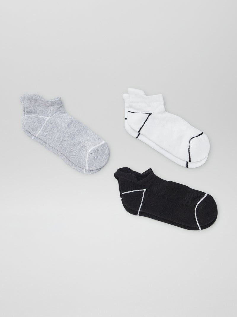 Lot de 3 chaussettes de sport invisibles Blanc/gris/noir - Kiabi