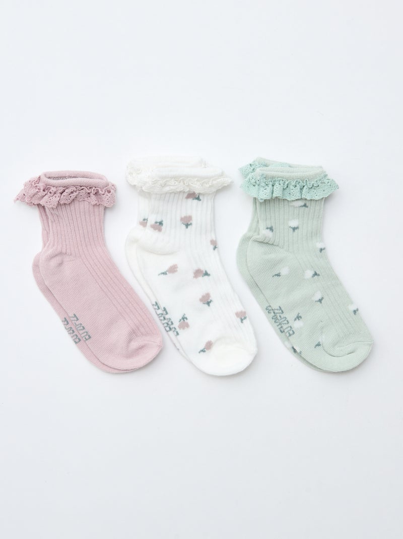 Lot de 3 chaussettes imprimées Vert - Kiabi