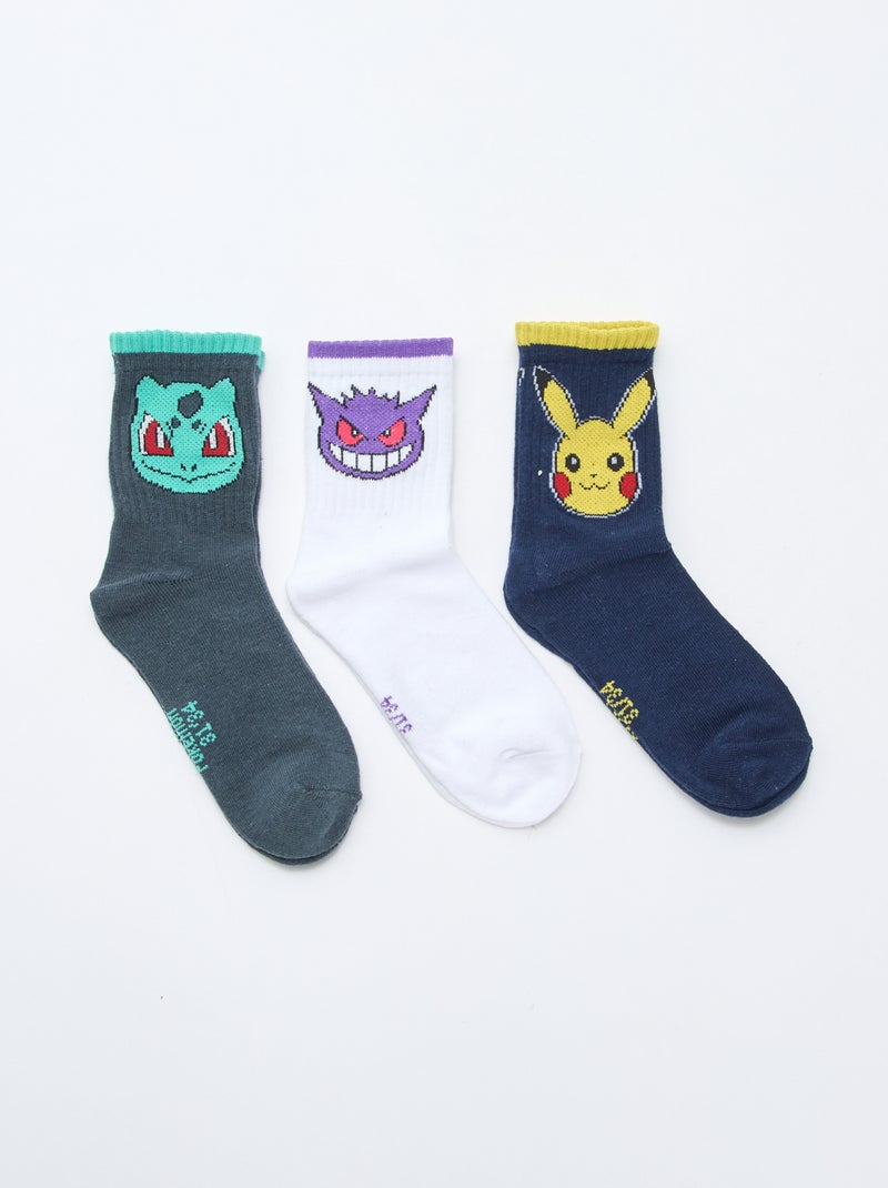 Lot de 3 chaussettes 'Pokemon' Vert - Kiabi