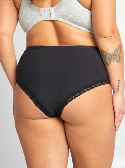 Lot de 3 culottes côtelées avec dentelle - Kiabi